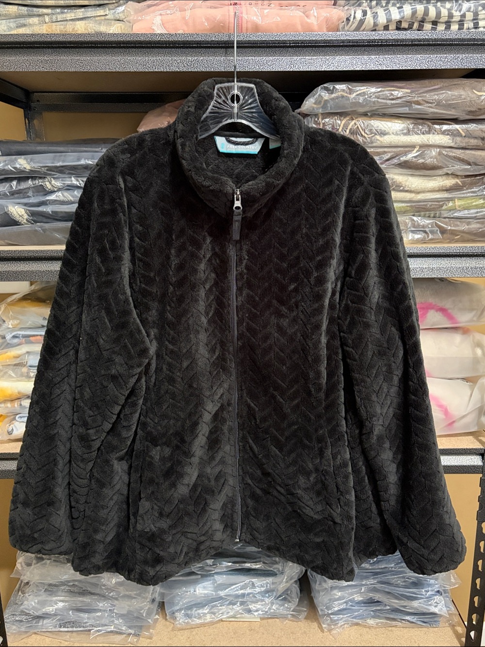 Black Faux Fur Zip-Front Jacket - Women